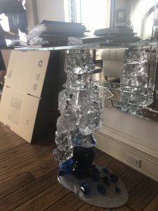 Fragile glass furniture waiting to be packed